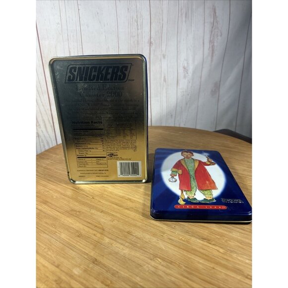 Vintage Snickers Norman Rockwell Canister 2000 Metal Tin Christmas Empty Blue - Picture 4 of 7